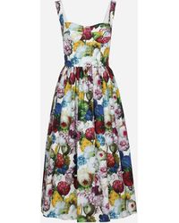 Dolce & Gabbana - Corset Dress With Nocturnal Flower - Lyst