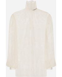 Dolce & Gabbana - Floral Lace Turtle-Neck Blouse - Lyst