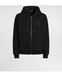 Dolce & Gabbana - Cotton Hooded Sweatshirt With Logo Plate - Lyst