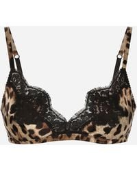 Dolce & Gabbana - Leopard-Print Lace-Detail Bra - Lyst