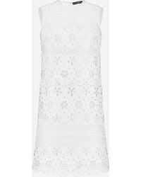 Dolce & Gabbana - Vestido Corto De Algodón Con Bordado Cut-Out - Lyst