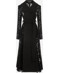 Dolce & Gabbana - Belted Double-Breasted Crepe And Lace Coat - Lyst