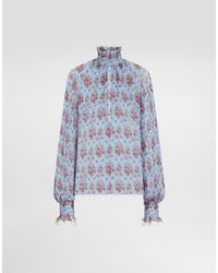 Dolce & Gabbana - Small Flower Bouquets-Print Chiffon Top - Lyst
