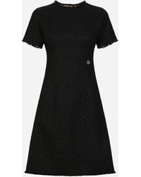 Dolce & Gabbana - Midikleid Aus Raschel-Tweed Mit Dg-Logo - Lyst
