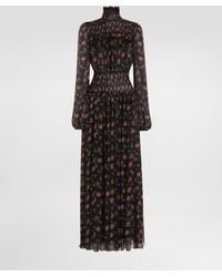 Dolce & Gabbana - Floral-Print Long Chiffon Dress - Lyst