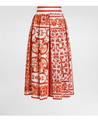 Dolce & Gabbana - Maiolica Print Cotton Skirt - Lyst