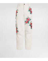 Dolce & Gabbana - フローラルパッチ コットン カーゴパンツ - Lyst
