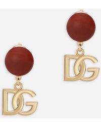 Dolce & Gabbana Dg Logo Earrings With Butterfly Back in Red for Men Mens Jewellery Earrings and ear cuffs 