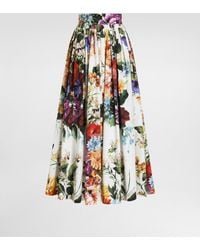 Dolce & Gabbana - フラワーブーケプリント ワイドスカート - Lyst