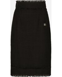 Dolce & Gabbana - Midirock Aus Tweed Mit Dg-Logo - Lyst