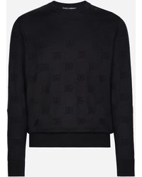 Dolce & Gabbana - Silk Round-Neck Sweater With All-Over Dg Inlay - Lyst