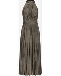 Dolce & Gabbana - Pleated Jersey Lurex Calf-Length Dress - Lyst