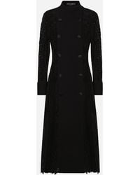 Dolce & Gabbana - コードレース&ウールクレープ ダブルブレスト コート - Lyst