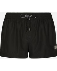 Dolce & Gabbana - Logo Plaque Stretch Swim Shorts - Lyst