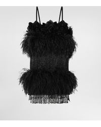 Dolce & Gabbana - Satin Dress With Feathers - Lyst