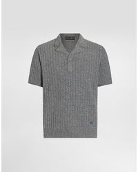 Dolce & Gabbana - Ribbed Cotton And Linen Polo Shirt - Lyst