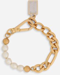 Dolce & Gabbana Armband mit Kette und Perlen mit DG-Logo - Mettallic