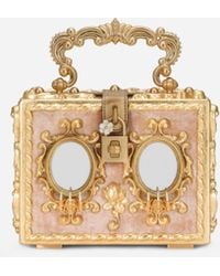 Dolce & Gabbana - Calfskin Dolce Box Bag With Rhinestone And Mirrored Detailing - Lyst