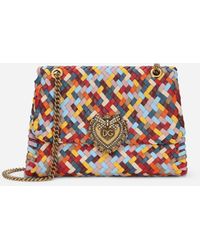 Dolce & Gabbana - Large Devotion Shoulder Bag In Multi-colored Woven Nappa Leather - Lyst