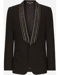 Dolce & Gabbana - Single-Breasted Jacket With Embroidered Shawl Collar - Lyst