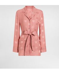 Dolce & Gabbana - Long-Sleeved Silk Jacquard Pajama Shirt With Dg Logo - Lyst