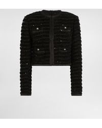 Dolce & Gabbana - Short Single-Breasted Tweed Jacket With Micro-Sequin Embellishment - Lyst