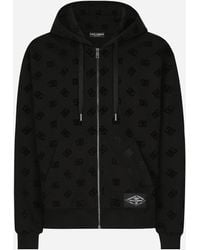 Dolce & Gabbana - Zip-Up Hoodie With All-Over Dg Print - Lyst