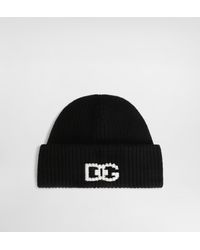 Dolce & Gabbana - English Rib Knit Hat With Logo - Lyst