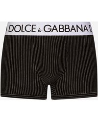 Dolce & Gabbana Striped-print Two-way Stretch Jersey Boxers - Black