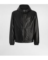Dolce & Gabbana - Cazadora De Piel Y Textil Con Capucha Reversible - Lyst