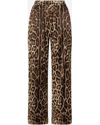 Dolce & Gabbana - Leopard-print Satin Pajama Pants - Lyst