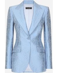 Dolce & Gabbana - Einreihige Turlington-Jacke Aus Floralem Matelassé-Jacquard - Lyst