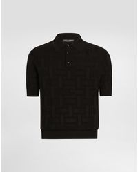 Dolce & Gabbana - Silk Polo-Shirt With Jacquard Logo - Lyst