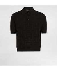 Dolce & Gabbana - Silk Polo-Shirt With Jacquard Logo - Lyst
