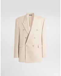 Dolce & Gabbana - Double-Breasted Tweed-Effect Silk And Hemp Jacket - Lyst