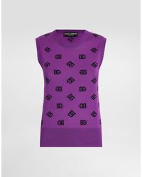 Dolce & Gabbana - Wool And Silk Tank Top With Logo - Lyst