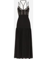 Dolce & Gabbana - Robe Midi En Tulle A Logo - Lyst