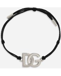 Dolce & Gabbana - Cord Bracelet With Large Dg Logo - Lyst