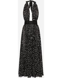 Dolce & Gabbana - Robe Mi-Longue Décolletée En Mousseline Avec À Pois - Lyst