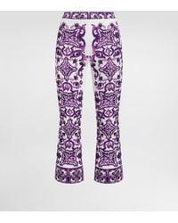Dolce & Gabbana - Majolica Print Silk Trousers - Lyst