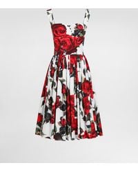 Dolce & Gabbana - Calf-Length Corset Dress With Rose - Lyst