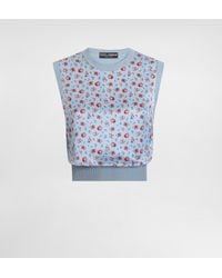 Dolce & Gabbana - Small Rose-Print Silk Tank Top - Lyst