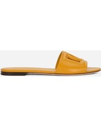 Dolce & Gabbana - Bianca Slide Sandals With Dg Logo - Lyst