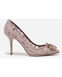 Dolce & Gabbana - Lace Pumps With Brooch Detailing - Lyst
