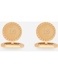 Dolce & Gabbana - Round Cufflinks With Dg Logo - Lyst