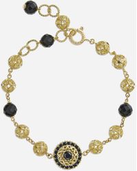 Dolce & Gabbana - Bracelet Sicily En Or Jaune 18 Carats, Jades Noirs Et Saphirs Noirs - Lyst