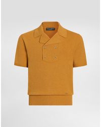 Dolce & Gabbana - Linen-Cotton Knit Polo Shirt - Lyst