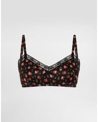 Dolce & Gabbana - Bh Aus Seide Und Spitze Mit Röschen-Print - Lyst