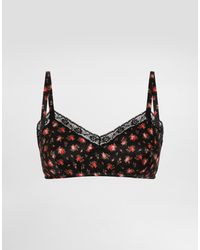 Dolce & Gabbana - Bh Aus Seide Und Spitze Mit Röschen-Print - Lyst