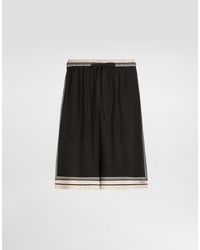 Dolce & Gabbana - Logo And Stripe-Print Vanity Silk Bermuda Shorts - Lyst